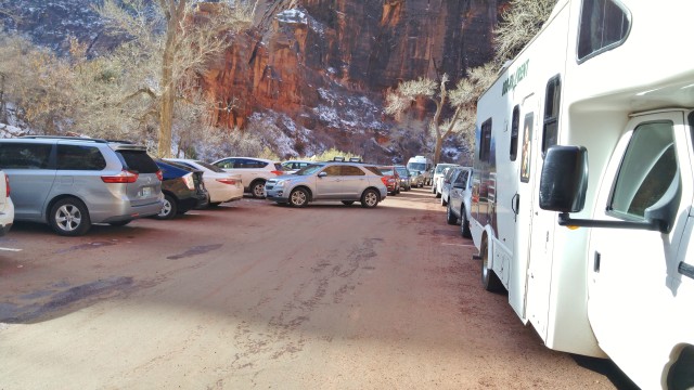 Parking at Zion in Winter