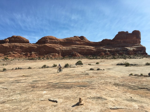 Biking Moab Stef on Slick Rock