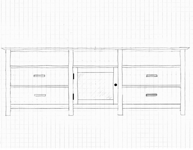 Console Table Sketch with door