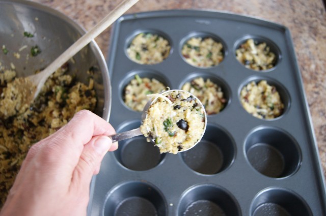 Filling muffin tin quinoa bites recipe