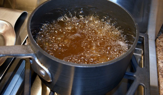 Apple Juice Boiling in Saucepan