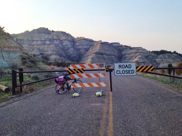 Road Closed while cycling national park