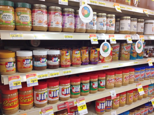 Peanut Butter Jars Grocery Shelf